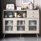 2-drawer Side Board Adjustable Shelving Sintered Stone Server with Glass Door Clearhalo 'buffet_sideboard' 'Buffets & Sideboards' 'furn' 'furn_buffet_sideboard' 'Furniture' 'Kitchen & Dining Furniture' 6295392
