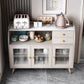 2-drawer Side Board Adjustable Shelving Sintered Stone Server with Glass Door Clearhalo 'buffet_sideboard' 'Buffets & Sideboards' 'furn' 'furn_buffet_sideboard' 'Furniture' 'Kitchen & Dining Furniture' 6295394