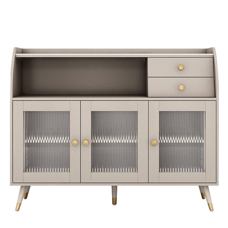 2-drawer Side Board Adjustable Shelving Sintered Stone Server with Glass Door Clearhalo 'buffet_sideboard' 'Buffets & Sideboards' 'furn' 'furn_buffet_sideboard' 'Furniture' 'Kitchen & Dining Furniture' 6295397