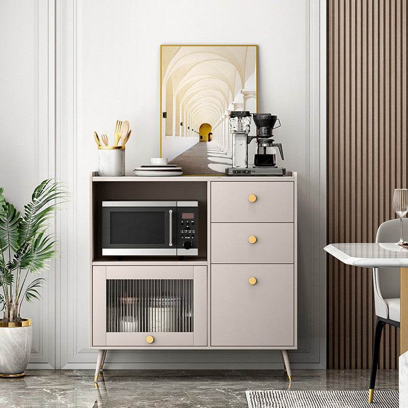 Server da pranzo a 3 cassetti moderni di pietra sinterizzata con porta di vetro