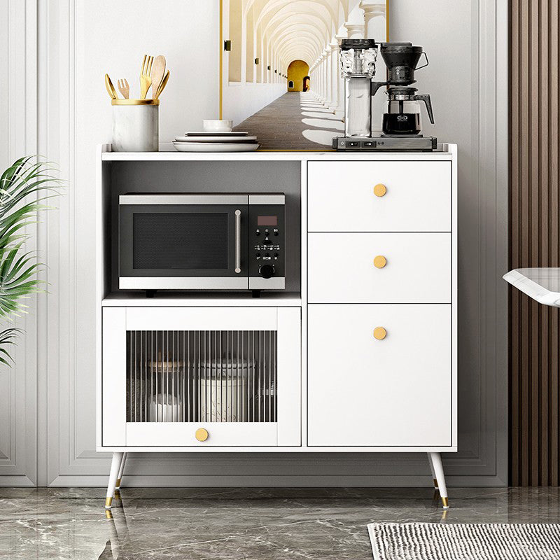 Server da pranzo a 3 cassetti moderni di pietra sinterizzata con porta di vetro