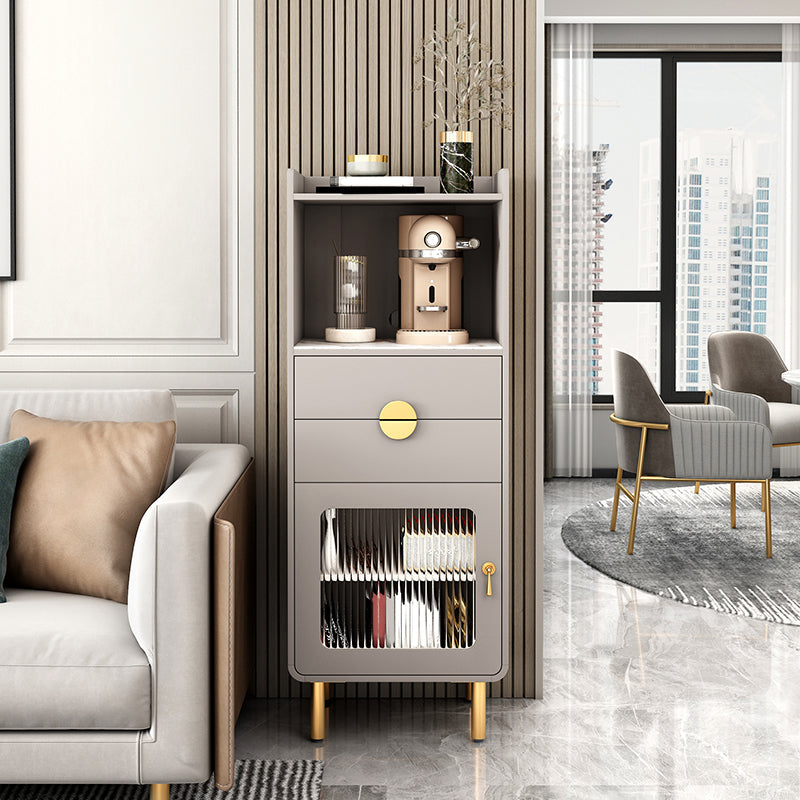 Server di pranzo in pietra sinterizzato Credenza a 2 cassetti con porta di vetro