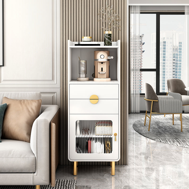 Server di pranzo in pietra sinterizzato Credenza a 2 cassetti con porta di vetro