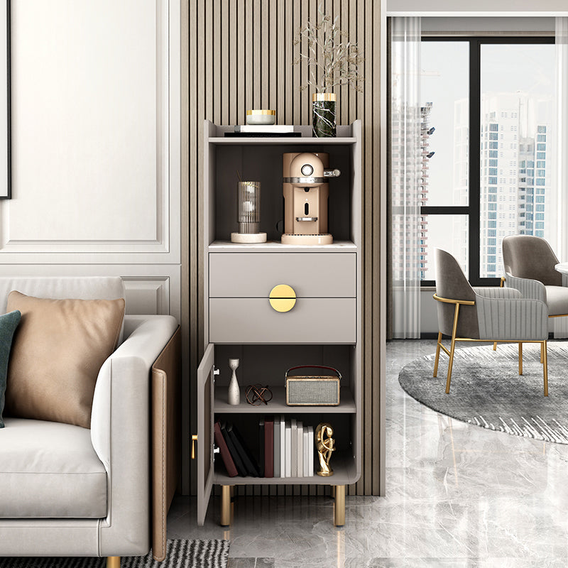 Server di pranzo in pietra sinterizzato Credenza a 2 cassetti con porta di vetro