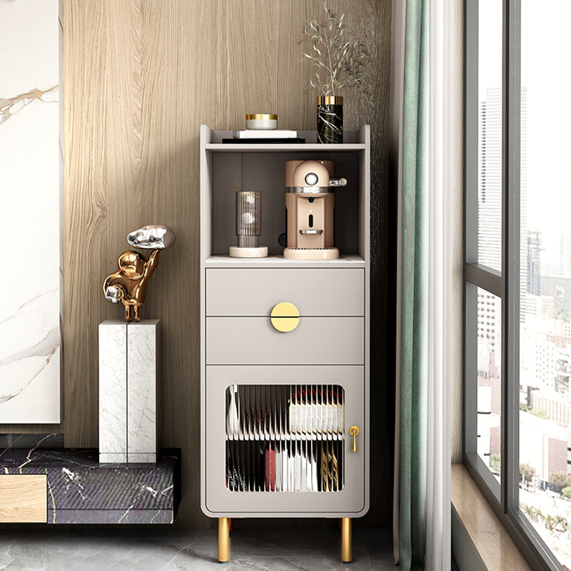 Server di pranzo in pietra sinterizzato Credenza a 2 cassetti con porta di vetro