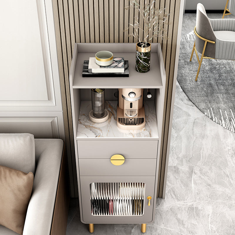 Server di pranzo in pietra sinterizzato Credenza a 2 cassetti con porta di vetro