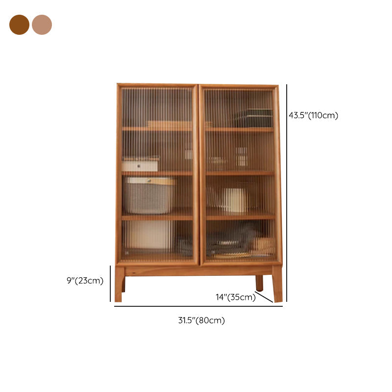 Modern 2 Door Dining Server 43.5"H Pine Solid Wood Sideboard with Glass Door Clearhalo 'buffet_sideboard' 'Buffets & Sideboards' 'furn' 'furn_buffet_sideboard' 'Furniture' 'Kitchen & Dining Furniture' 6295483