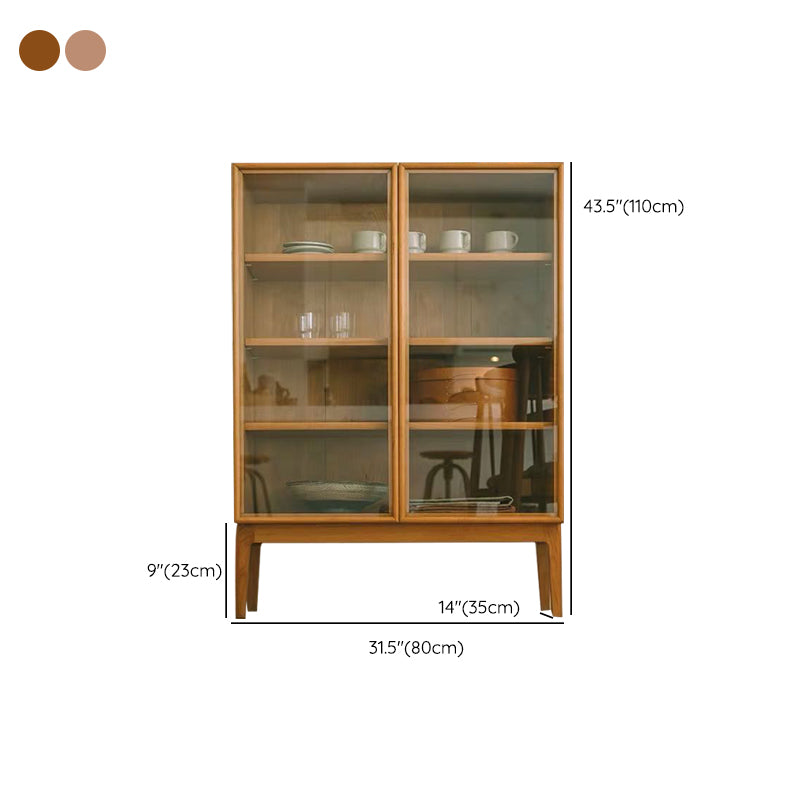 Modern 2 Door Dining Server 43.5"H Pine Solid Wood Sideboard with Glass Door Clearhalo 'buffet_sideboard' 'Buffets & Sideboards' 'furn' 'furn_buffet_sideboard' 'Furniture' 'Kitchen & Dining Furniture' 6295484