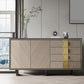 Credenza di sideboard nera glam di credenza a 4 cassetti con 2 porte per soggiorno