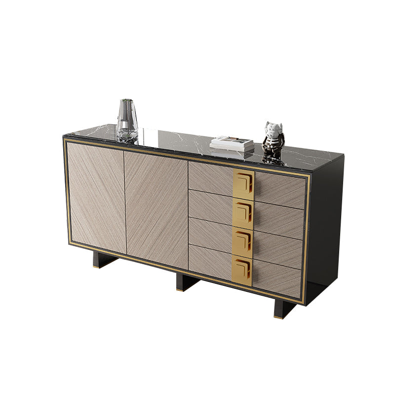 Credenza di sideboard nera glam di credenza a 4 cassetti con 2 porte per soggiorno