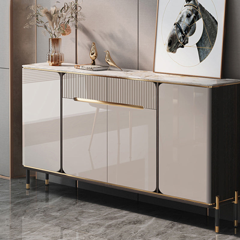 White Top Glam Buffet Sideboard Mirrored Cabinets 2-Drawer Dining Buffet Clearhalo 'buffet_sideboard' 'Buffets & Sideboards' 'furn' 'furn_buffet_sideboard' 'Furniture' 'Kitchen & Dining Furniture' 6295535