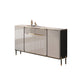 White Top Glam Buffet Sideboard Mirrored Cabinets 2-Drawer Dining Buffet 47.2"L x 11.8"W x 37.4"H Clearhalo 'buffet_sideboard' 'Buffets & Sideboards' 'furn' 'furn_buffet_sideboard' 'Furniture' 'Kitchen & Dining Furniture' 6295536