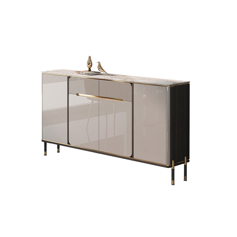 White Top Glam Buffet Sideboard Mirrored Cabinets 2-Drawer Dining Buffet Clearhalo 'buffet_sideboard' 'Buffets & Sideboards' 'furn' 'furn_buffet_sideboard' 'Furniture' 'Kitchen & Dining Furniture' 6295539