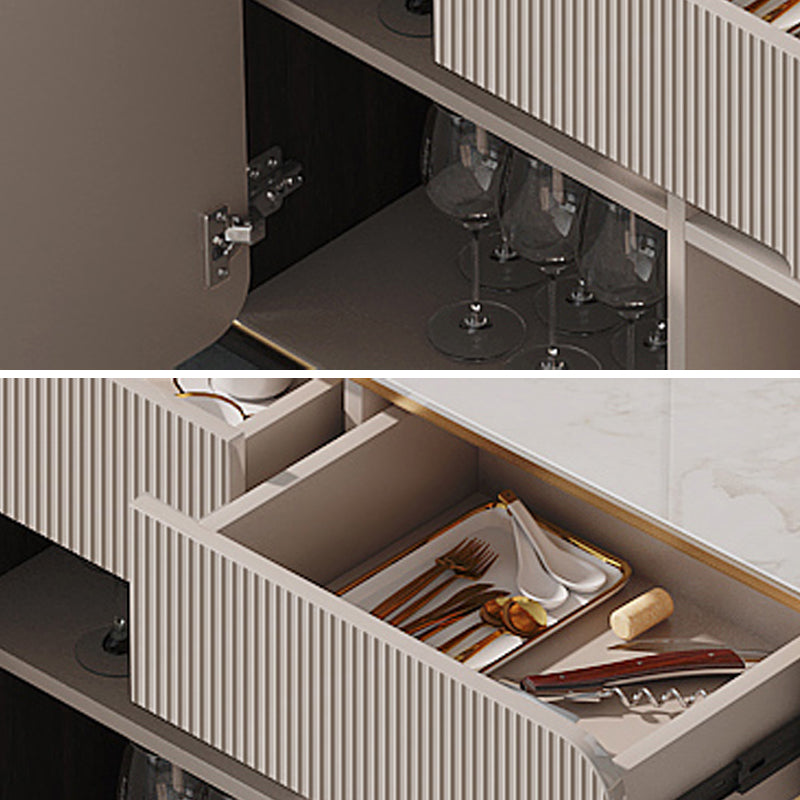 White Top Glam Buffet Sideboard Mirrored Cabinets 2-Drawer Dining Buffet Clearhalo 'buffet_sideboard' 'Buffets & Sideboards' 'furn' 'furn_buffet_sideboard' 'Furniture' 'Kitchen & Dining Furniture' 6295541