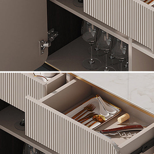 White Top Glam Buffet Sideboard Mirrored Cabinets 2-Drawer Dining Buffet Clearhalo 'buffet_sideboard' 'Buffets & Sideboards' 'furn' 'furn_buffet_sideboard' 'Furniture' 'Kitchen & Dining Furniture' 6295541