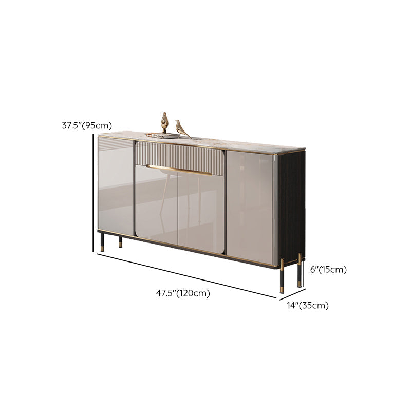 White Top Glam Buffet Sideboard Mirrored Cabinets 2-Drawer Dining Buffet Clearhalo 'buffet_sideboard' 'Buffets & Sideboards' 'furn' 'furn_buffet_sideboard' 'Furniture' 'Kitchen & Dining Furniture' 6295542