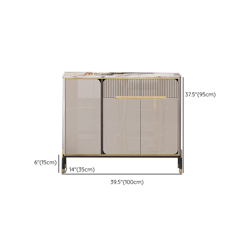 White Top Glam Buffet Sideboard Mirrored Cabinets 2-Drawer Dining Buffet Clearhalo 'buffet_sideboard' 'Buffets & Sideboards' 'furn' 'furn_buffet_sideboard' 'Furniture' 'Kitchen & Dining Furniture' 6295543