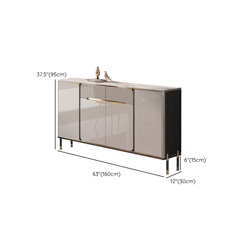 White Top Glam Buffet Sideboard Mirrored Cabinets 2-Drawer Dining Buffet Clearhalo 'buffet_sideboard' 'Buffets & Sideboards' 'furn' 'furn_buffet_sideboard' 'Furniture' 'Kitchen & Dining Furniture' 6295549
