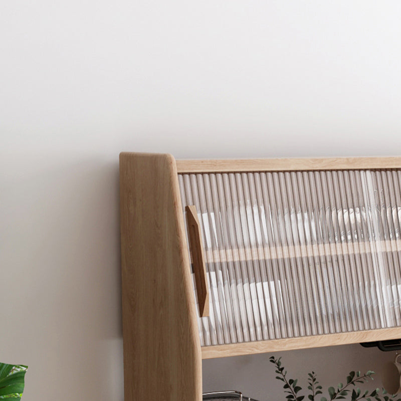 Pine Solid Wood Sideboard Cabinet Adjustable Shelving 4-drawer Server with Glass Door Clearhalo 'buffet_sideboard' 'Buffets & Sideboards' 'furn' 'furn_buffet_sideboard' 'Furniture' 'Kitchen & Dining Furniture' 6295571