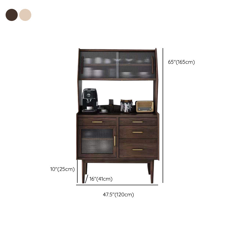 Pine Solid Wood Sideboard Cabinet Adjustable Shelving 4-drawer Server with Glass Door Clearhalo 'buffet_sideboard' 'Buffets & Sideboards' 'furn' 'furn_buffet_sideboard' 'Furniture' 'Kitchen & Dining Furniture' 6295577