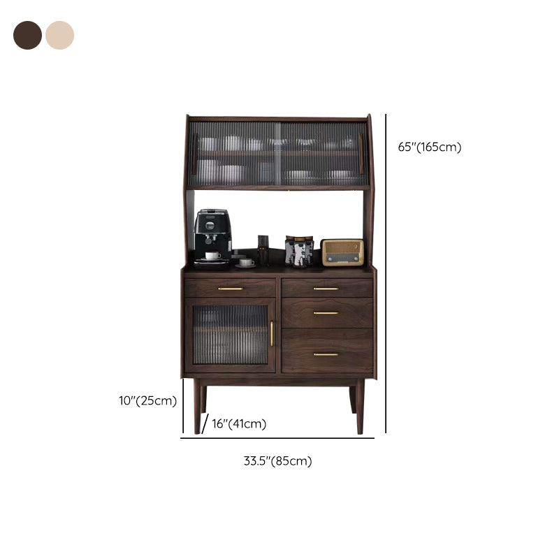 Pine Solid Wood Sideboard Cabinet Adjustable Shelving 4-drawer Server with Glass Door Clearhalo 'buffet_sideboard' 'Buffets & Sideboards' 'furn' 'furn_buffet_sideboard' 'Furniture' 'Kitchen & Dining Furniture' 6295579