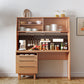 Drawer Dining Server Modern Pine Solid Wood Sideboard with Open Storage
