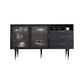 Black Glam Buffet Sideboard Doors Cabinets Drawers Dining Buffet Clearhalo 'buffet_sideboard' 'Buffets & Sideboards' 'furn' 'furn_buffet_sideboard' 'Furniture' 'Kitchen & Dining Furniture' 6295651