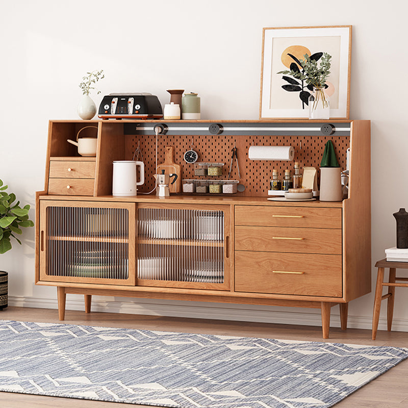 Moderno 5 cassetti a buffet stand pino tavolo laboard in legno massiccio con porta di vetro