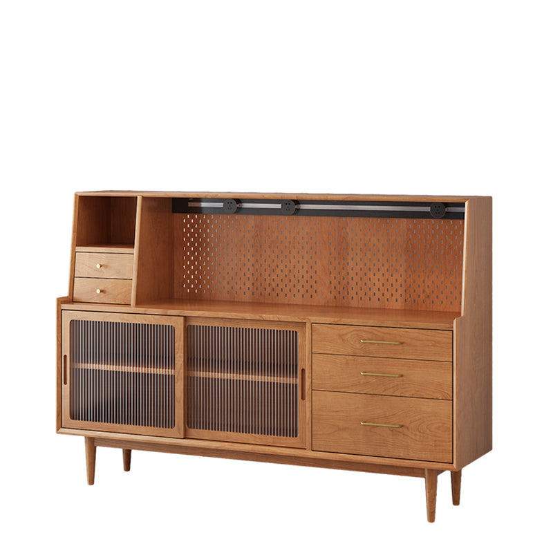 Moderno 5 cassetti a buffet stand pino tavolo laboard in legno massiccio con porta di vetro