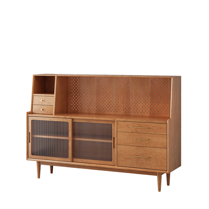 Moderno 5 cassetti a buffet stand pino tavolo laboard in legno massiccio con porta di vetro