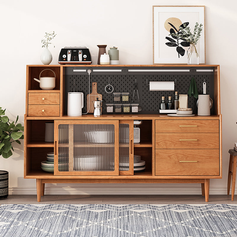 Moderno 5 cassetti a buffet stand pino tavolo laboard in legno massiccio con porta di vetro