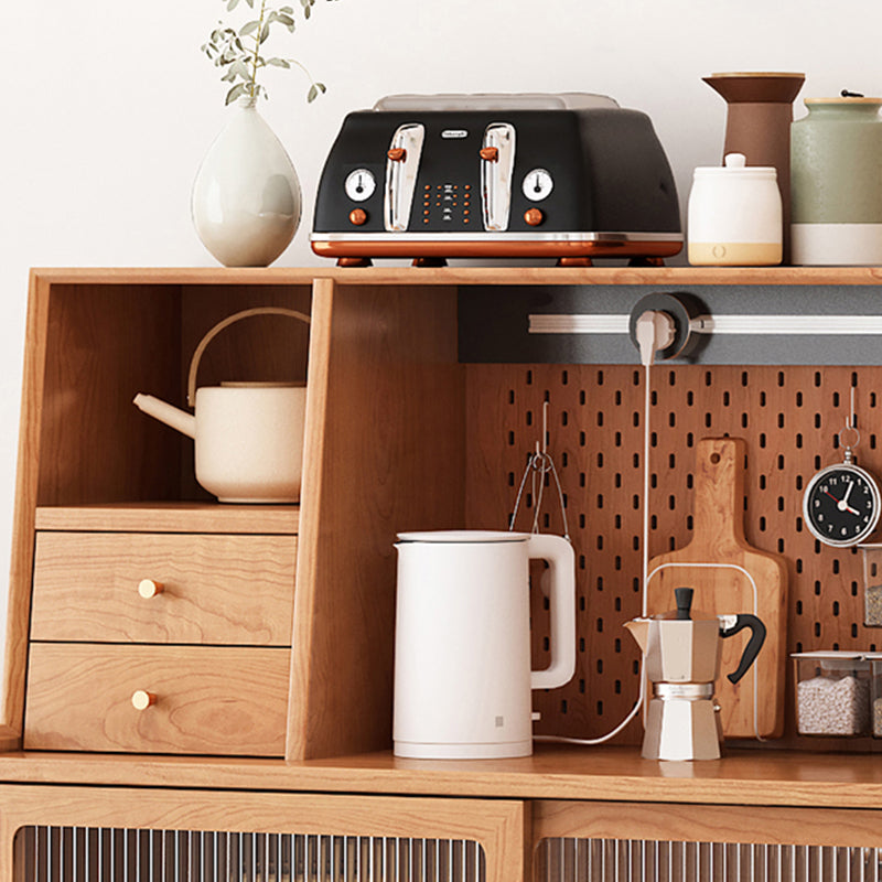 Moderno 5 cassetti a buffet stand pino tavolo laboard in legno massiccio con porta di vetro