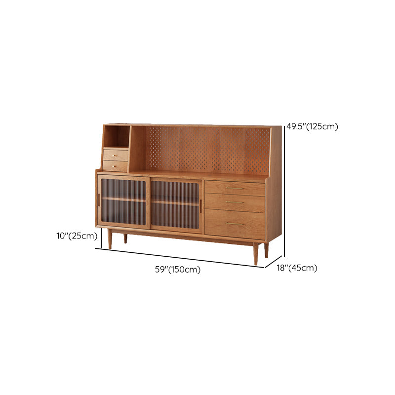 Moderno 5 cassetti a buffet stand pino tavolo laboard in legno massiccio con porta di vetro