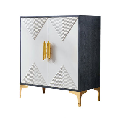 Glam Antique Finish Dining Server Door Engineered Wood Sideboard Table 31"L x 16"W x 35"H Black White Clearhalo 'buffet_sideboard' 'Buffets & Sideboards' 'furn' 'furn_buffet_sideboard' 'Furniture' 'Kitchen & Dining Furniture' 6295717