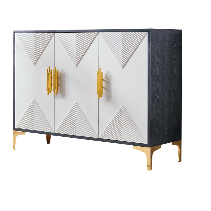 Glam Antique Finish Dining Server Door Engineered Wood Sideboard Table 47"L x 16"W x 35"H Black White Clearhalo 'buffet_sideboard' 'Buffets & Sideboards' 'furn' 'furn_buffet_sideboard' 'Furniture' 'Kitchen & Dining Furniture' 6295722