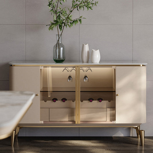 4 Tür Seitbrett gesinterte Stein 1 Schubladen Ess -Speiseselut mit Weinregal