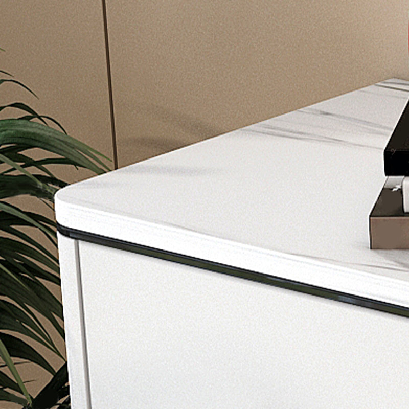 Scheda laterale di lusso di stoccaggio in pietra sinterizzato in casa con cassetti e porte