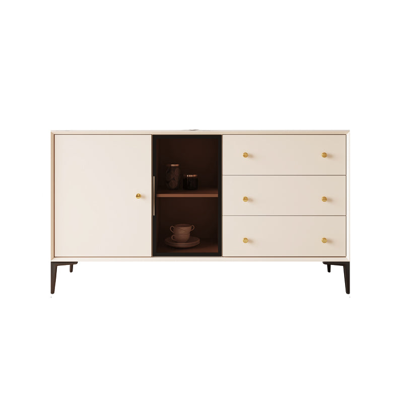 Luxury Rectangle Side Board Sintered Stone Home Storage Sideboard 47"L x 16"W x 33"H Off-White Clearhalo 'buffet_sideboard' 'Buffets & Sideboards' 'furn' 'furn_buffet_sideboard' 'Furniture' 'Kitchen & Dining Furniture' 6295982