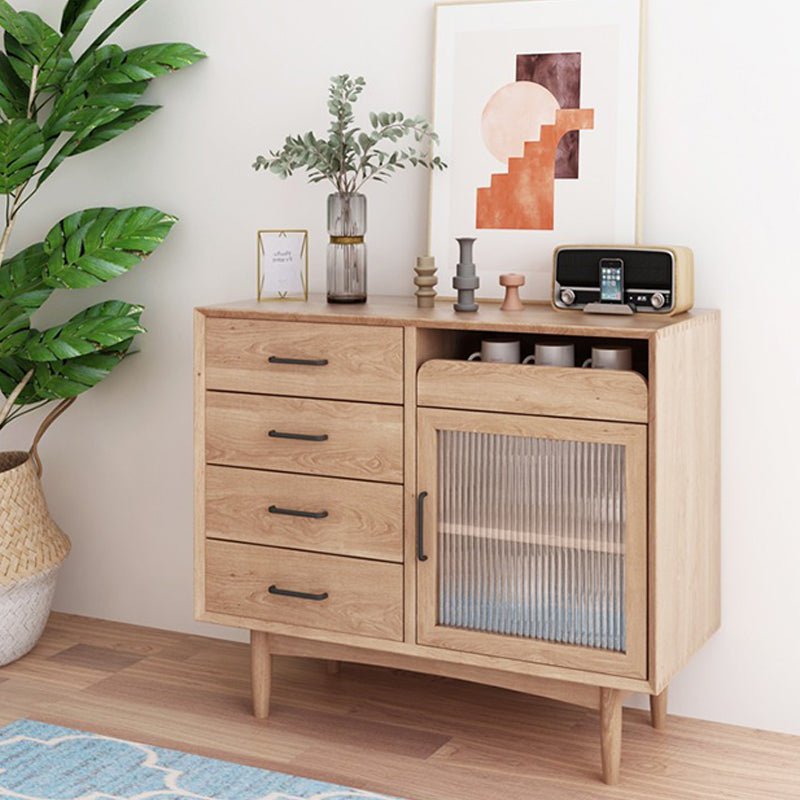 Wooden Sideboard Contemporary Home Side Board with Drawers and Cabinets Clearhalo 'buffet_sideboard' 'Buffets & Sideboards' 'furn' 'furn_buffet_sideboard' 'Furniture' 'Kitchen & Dining Furniture' 6296076