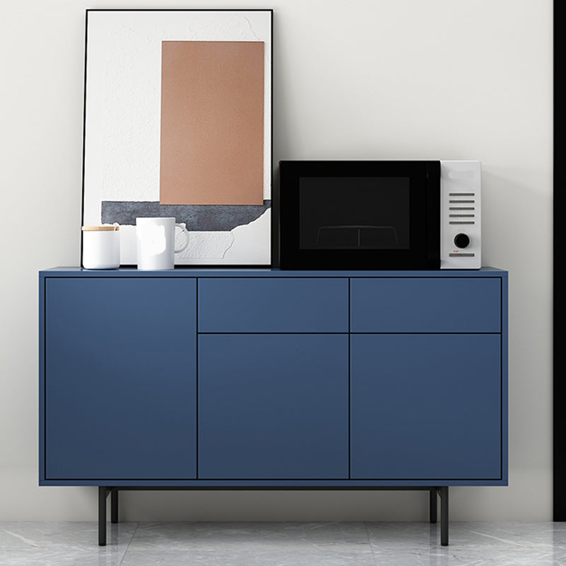 Wooden Rectangle Sideboard Modern Home Sideboard Cabinet with Drawers and Door 47"L x 14"W x 28"H Blue Clearhalo 'buffet_sideboard' 'Buffets & Sideboards' 'furn' 'furn_buffet_sideboard' 'Furniture' 'Kitchen & Dining Furniture' 6296119