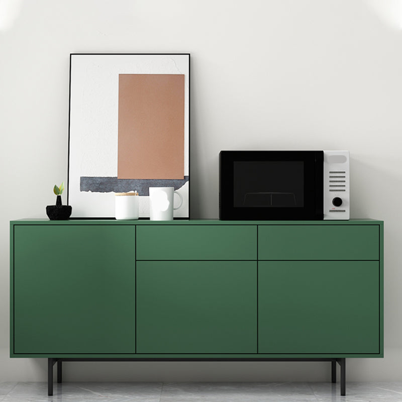 Wooden Rectangle Sideboard Modern Home Sideboard Cabinet with Drawers and Door 59"L x 14"W x 28"H Green Clearhalo 'buffet_sideboard' 'Buffets & Sideboards' 'furn' 'furn_buffet_sideboard' 'Furniture' 'Kitchen & Dining Furniture' 6296124