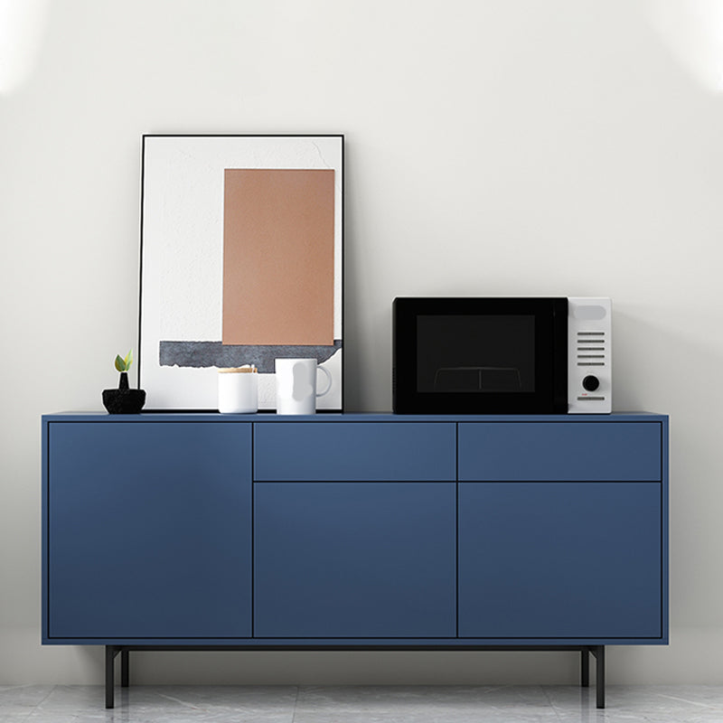 Wooden Rectangle Sideboard Modern Home Sideboard Cabinet with Drawers and Door 59"L x 14"W x 28"H Blue Clearhalo 'buffet_sideboard' 'Buffets & Sideboards' 'furn' 'furn_buffet_sideboard' 'Furniture' 'Kitchen & Dining Furniture' 6296125