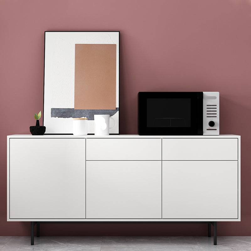 Wooden Rectangle Sideboard Modern Home Sideboard Cabinet with Drawers and Door 59"L x 14"W x 28"H White Clearhalo 'buffet_sideboard' 'Buffets & Sideboards' 'furn' 'furn_buffet_sideboard' 'Furniture' 'Kitchen & Dining Furniture' 6296126