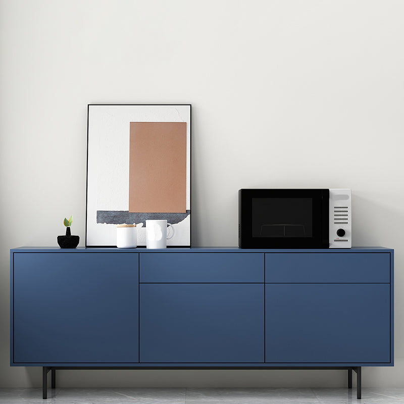 Wooden Rectangle Sideboard Modern Home Sideboard Cabinet with Drawers and Door 71"L x 14"W x 28"H Blue Clearhalo 'buffet_sideboard' 'Buffets & Sideboards' 'furn' 'furn_buffet_sideboard' 'Furniture' 'Kitchen & Dining Furniture' 6296128