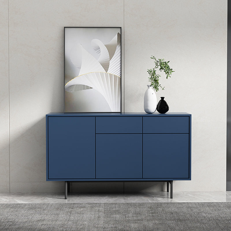 Modern Wooden Storage Sideboard Rectangle Sideboard Cabinet with Drawers and Doors 47"L x 14"W x 28"H Blue Clearhalo 'buffet_sideboard' 'Buffets & Sideboards' 'furn' 'furn_buffet_sideboard' 'Furniture' 'Kitchen & Dining Furniture' 6296144