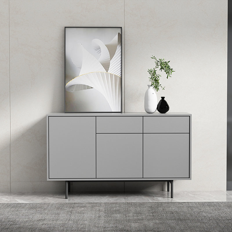 Modern Wooden Storage Sideboard Rectangle Sideboard Cabinet with Drawers and Doors 47"L x 14"W x 28"H Grey Clearhalo 'buffet_sideboard' 'Buffets & Sideboards' 'furn' 'furn_buffet_sideboard' 'Furniture' 'Kitchen & Dining Furniture' 6296145