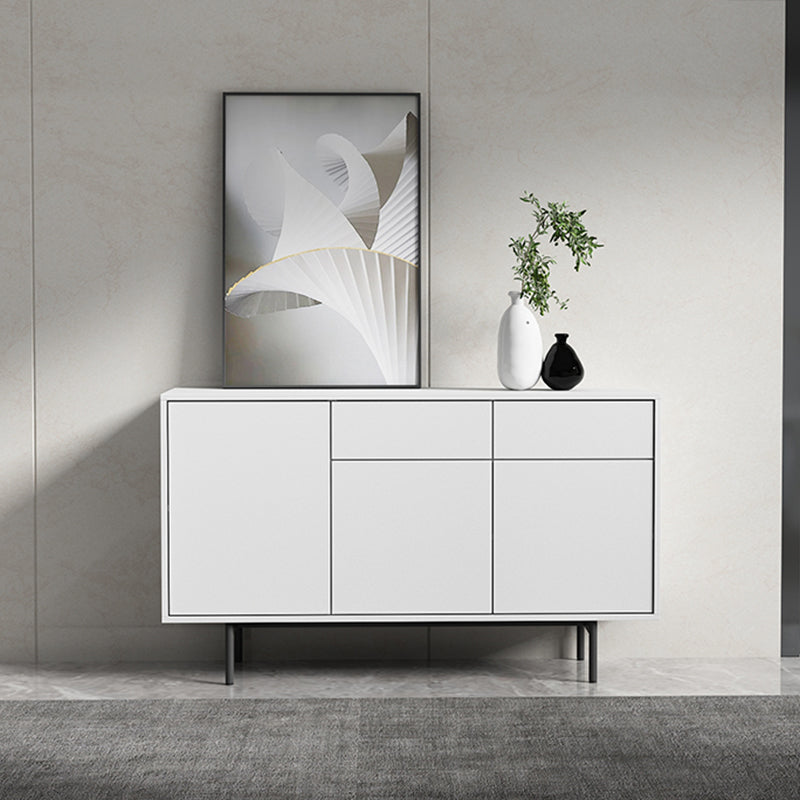 Modern Wooden Storage Sideboard Rectangle Sideboard Cabinet with Drawers and Doors 47"L x 14"W x 28"H White Clearhalo 'buffet_sideboard' 'Buffets & Sideboards' 'furn' 'furn_buffet_sideboard' 'Furniture' 'Kitchen & Dining Furniture' 6296147