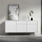 Modern Wooden Storage Sideboard Rectangle Sideboard Cabinet with Drawers and Doors 59"L x 14"W x 28"H White Clearhalo 'buffet_sideboard' 'Buffets & Sideboards' 'furn' 'furn_buffet_sideboard' 'Furniture' 'Kitchen & Dining Furniture' 6296149