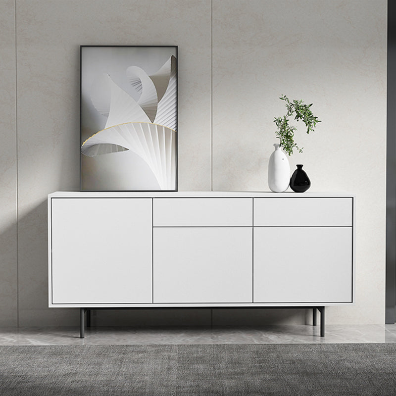 Modern Wooden Storage Sideboard Rectangle Sideboard Cabinet with Drawers and Doors 59"L x 14"W x 28"H White Clearhalo 'buffet_sideboard' 'Buffets & Sideboards' 'furn' 'furn_buffet_sideboard' 'Furniture' 'Kitchen & Dining Furniture' 6296149