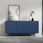 Modern Wooden Storage Sideboard Rectangle Sideboard Cabinet with Drawers and Doors 59"L x 14"W x 28"H Blue Clearhalo 'buffet_sideboard' 'Buffets & Sideboards' 'furn' 'furn_buffet_sideboard' 'Furniture' 'Kitchen & Dining Furniture' 6296151